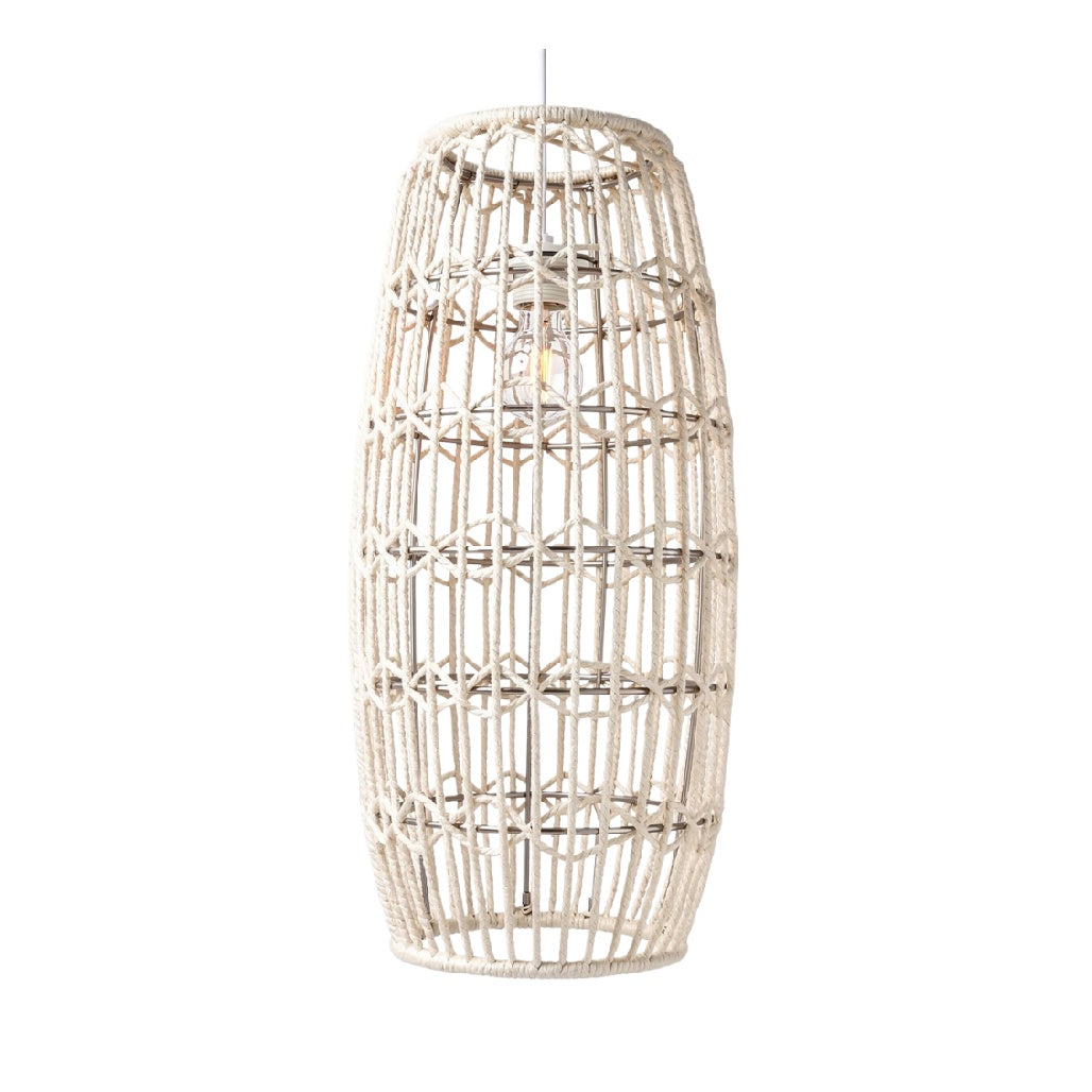 **Lampa wisząca z naturalnych materiałów tkana ręcznie**